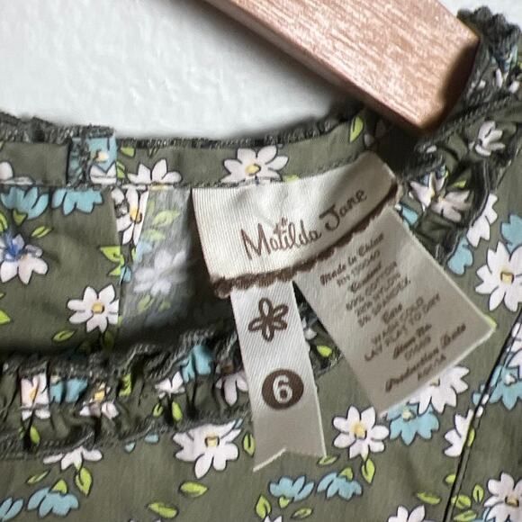 Matilda Jane Tiered Dress Secret Fields Olive Green Floral Girl Size 6 - Picture 2 of 5